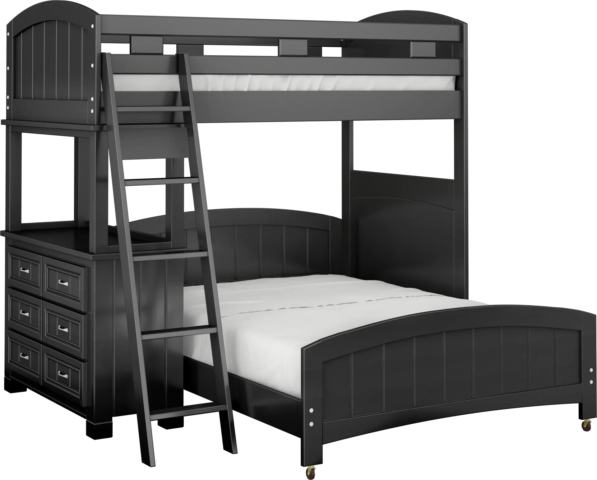 Kids Cottage Colors Black Twin/Full Loft Bunk Bed with Dresser - Image 1