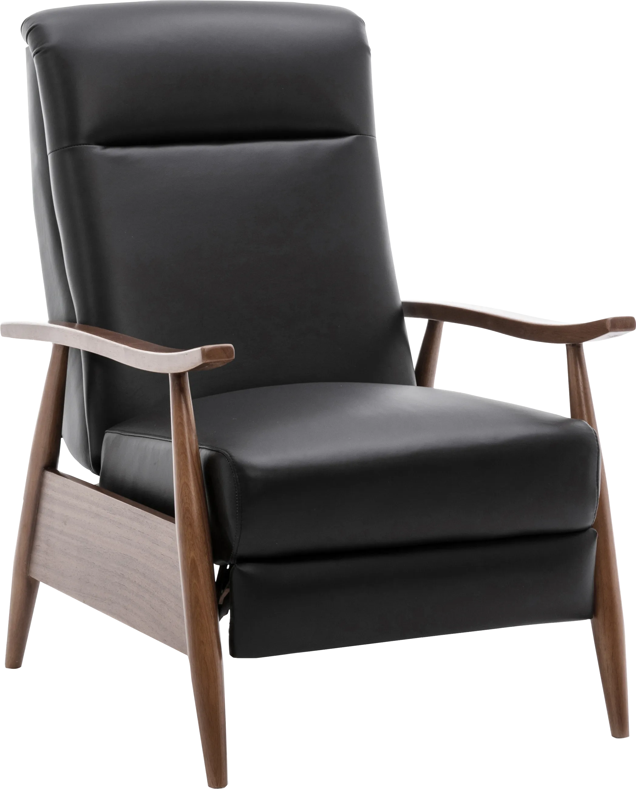 Benbro II Black Leather Push Back Recliner - Thumbnail - Image 1