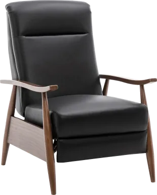 Benbro II Black Leather Push Back Recliner