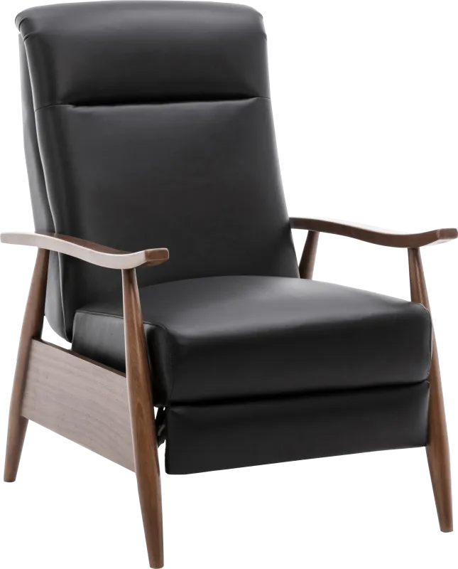 Benbro II Black Leather Push Back Recliner