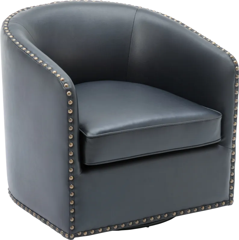 Colapissa Dark Blue Swivel Arm Chair