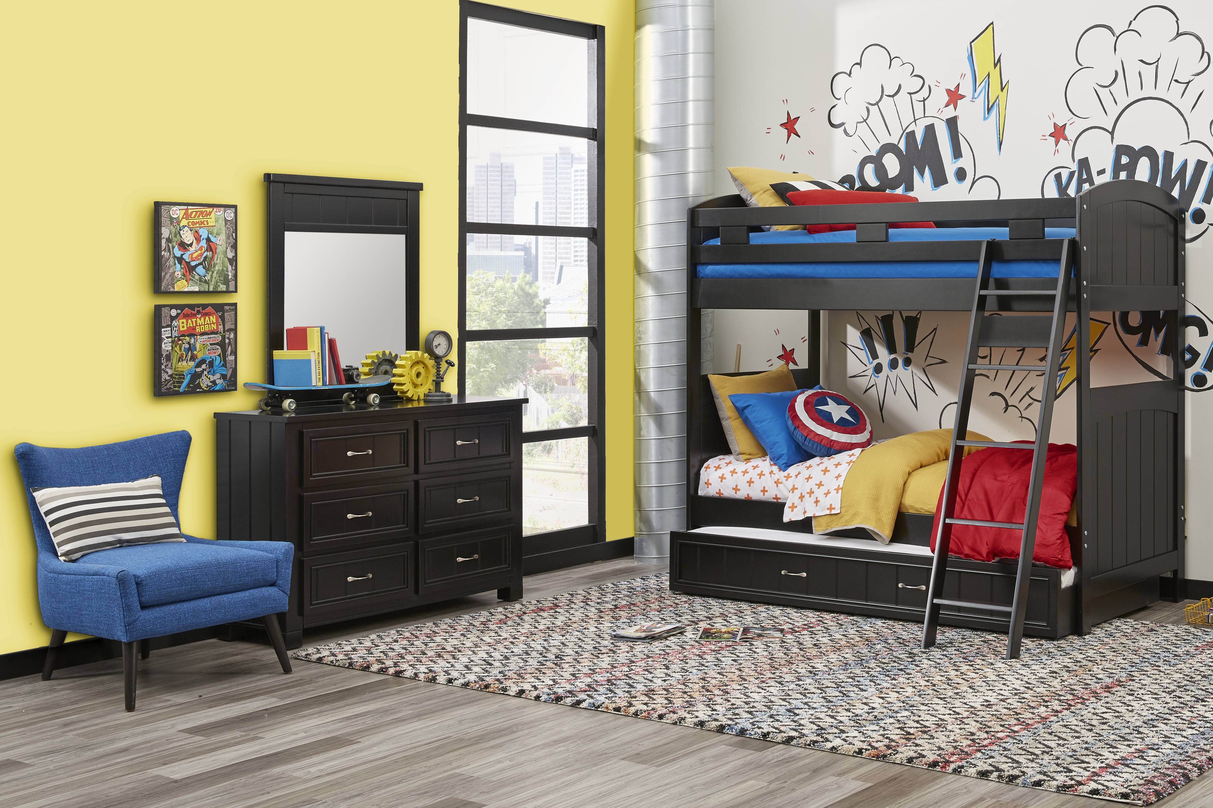 Kids Cottage Colors Black Twin/Twin Bunk Bed