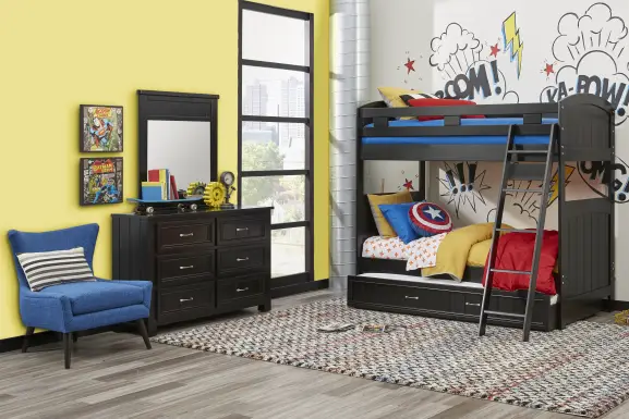 Kids Cottage Colors Black Twin/Twin Bunk Bed