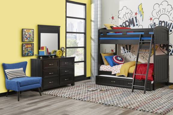 Kids Cottage Colors Black Twin/Twin Bunk Bed