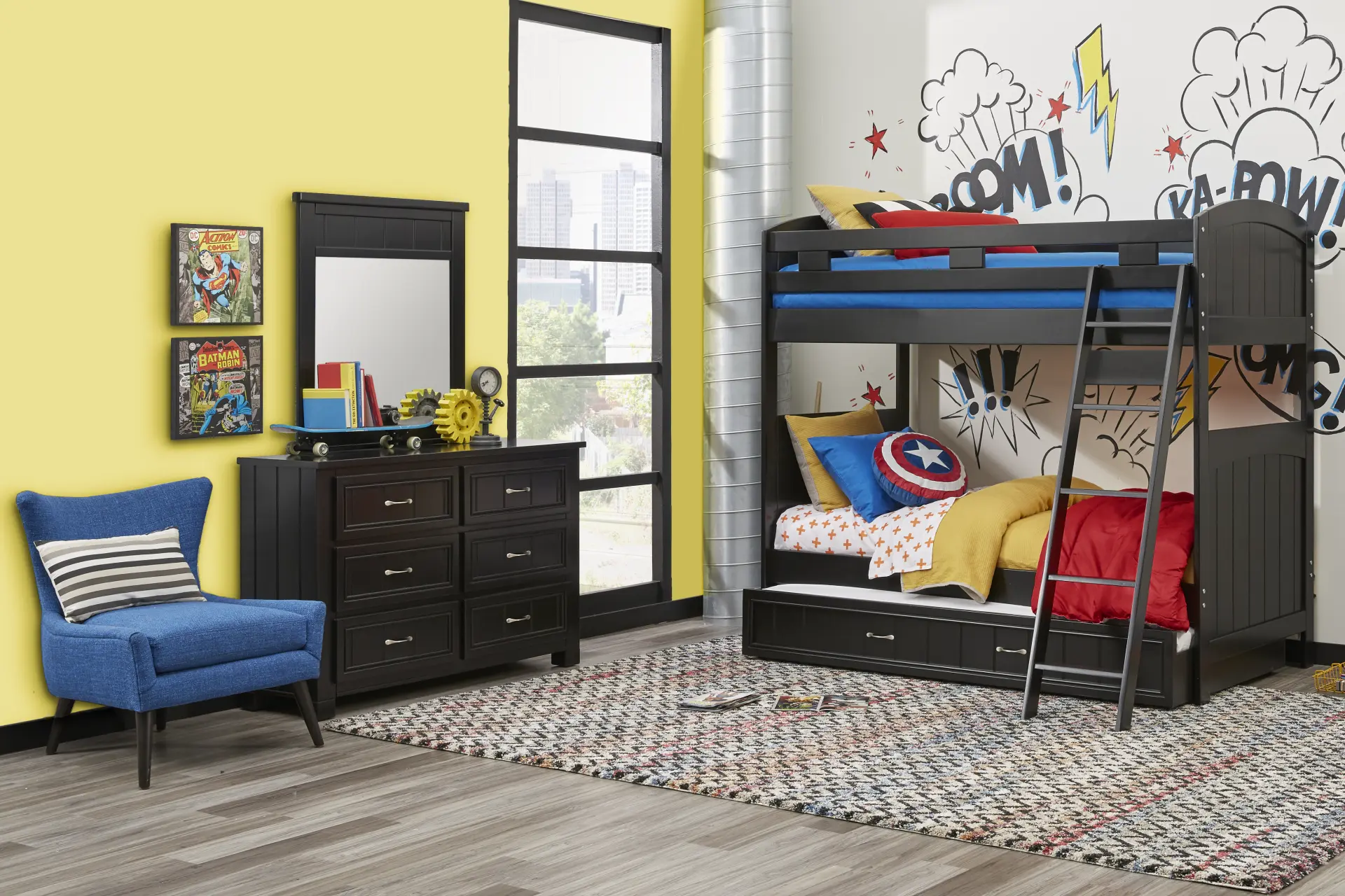 Kids Cottage Colors Black Twin/Twin Bunk Bed