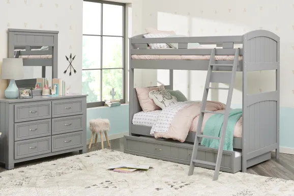 Kids Cottage Colors Gray Twin/Twin Bunk Bed
