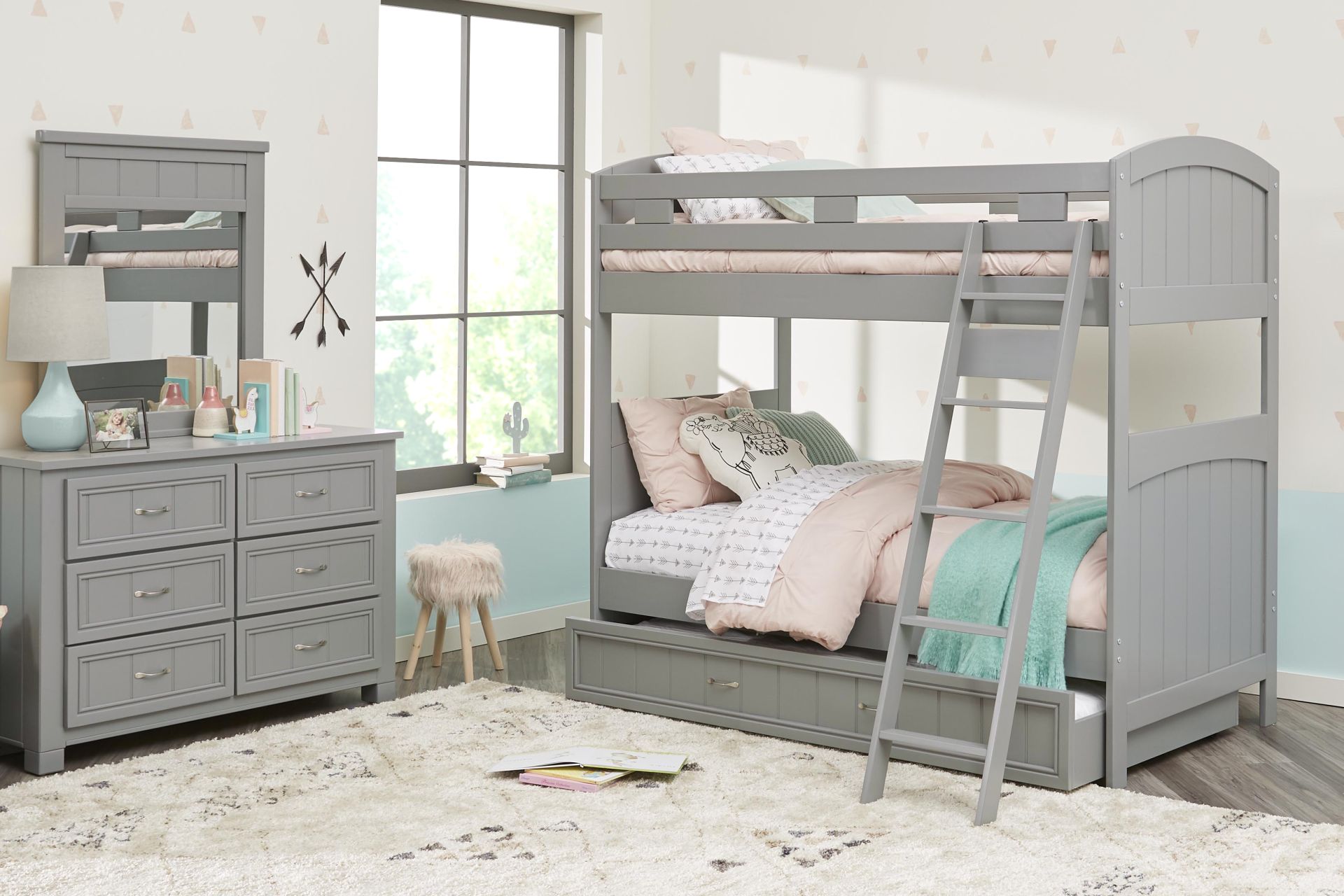 Kids Cottage Colors Gray Twin/Twin Bunk Bed - Image 2