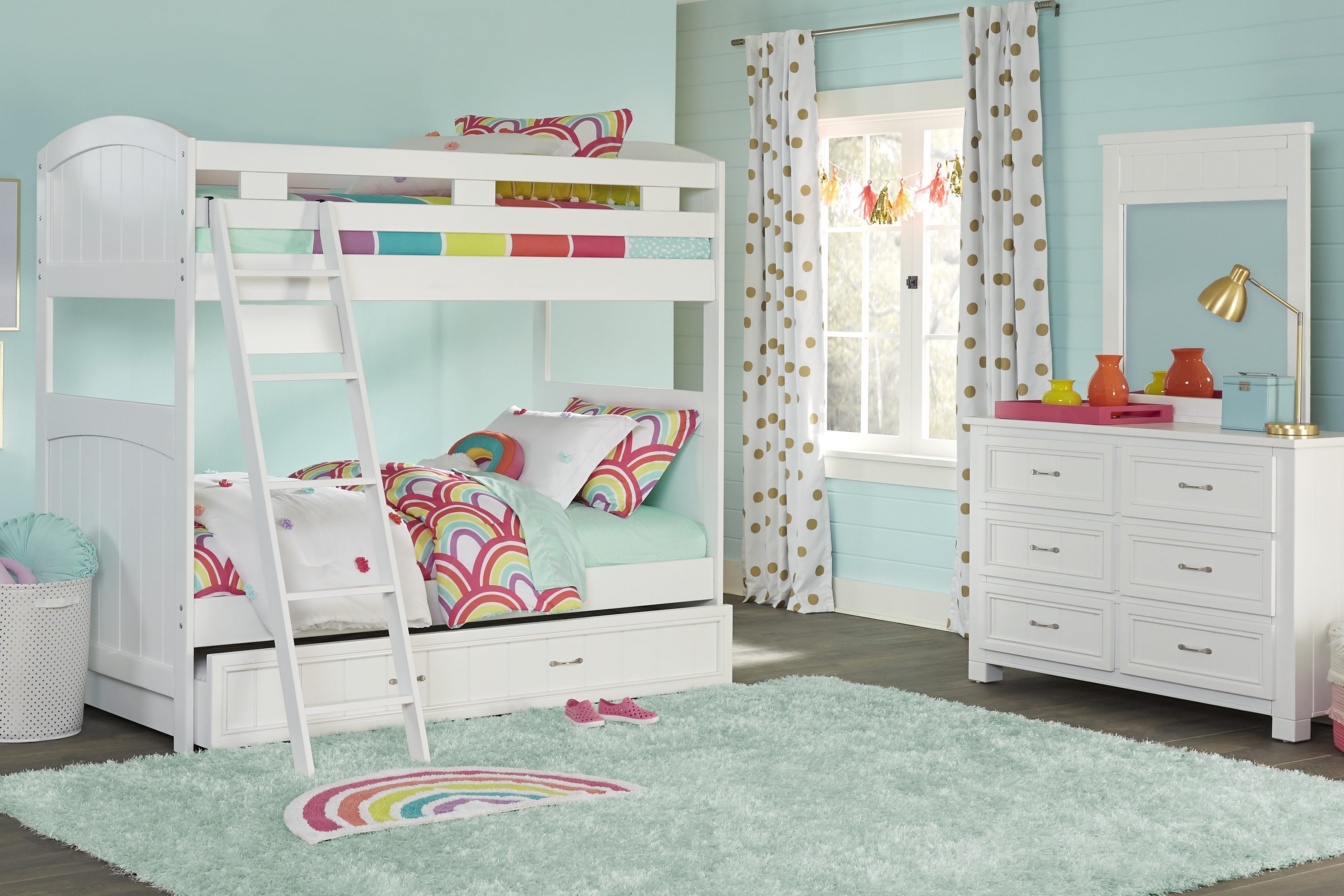 Kids Cottage Colors White Twin/Twin Bunk Bed