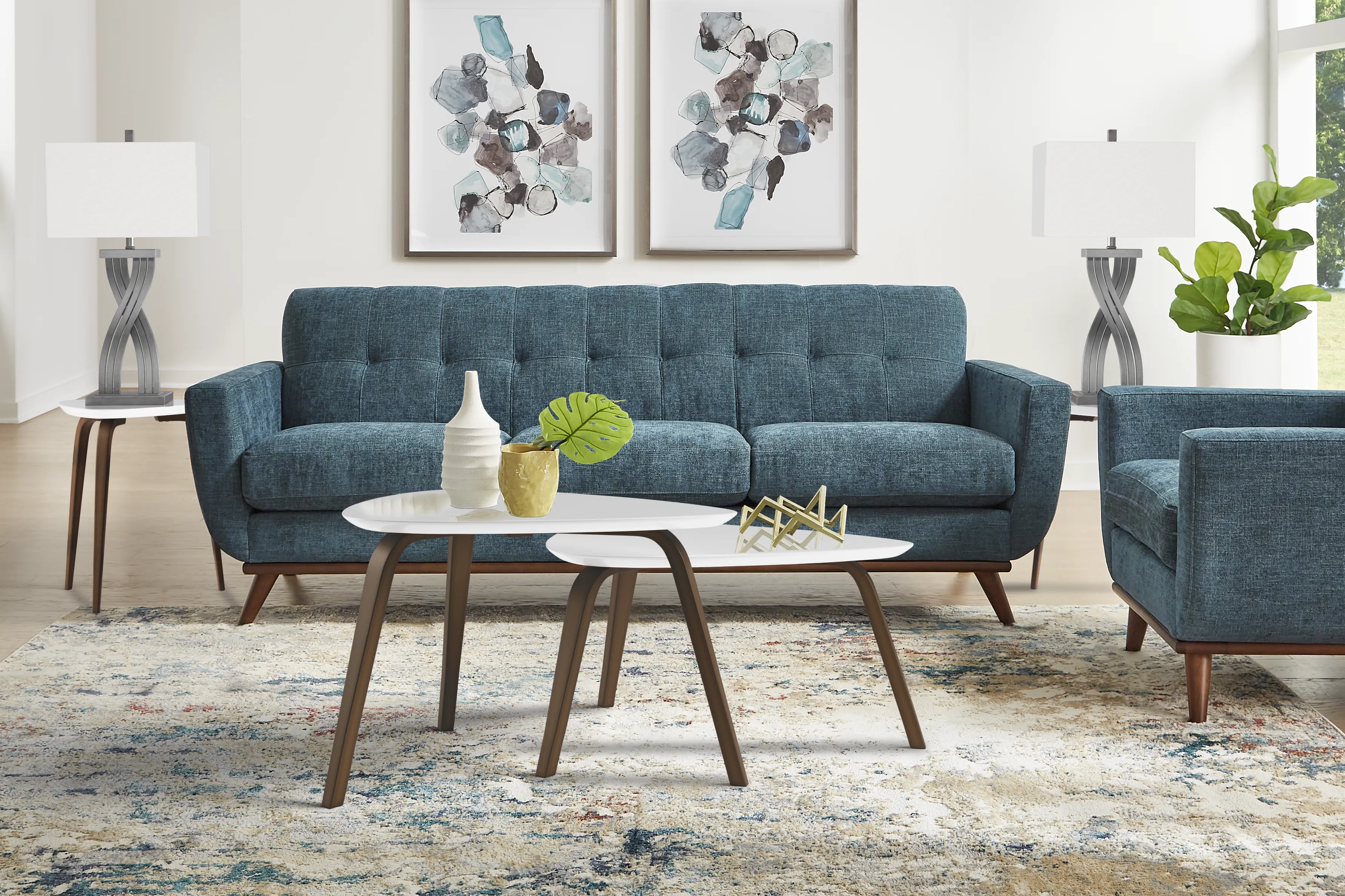 East Side Teal 7 Pc Living Room - Thumbnail - Image 1