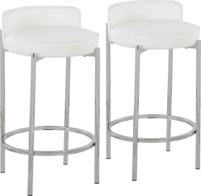 Bannon II White Counter Stool Set of 2