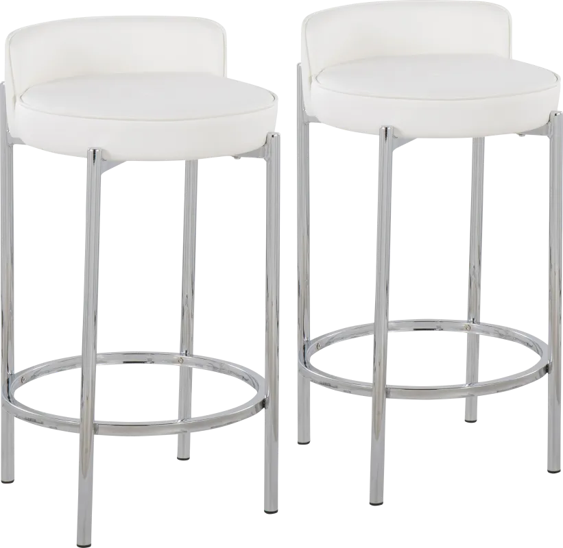 Bannon II White Counter Stool Set of 2