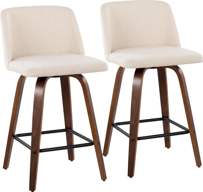 Clyo III Cream Counter Stool Set of 2