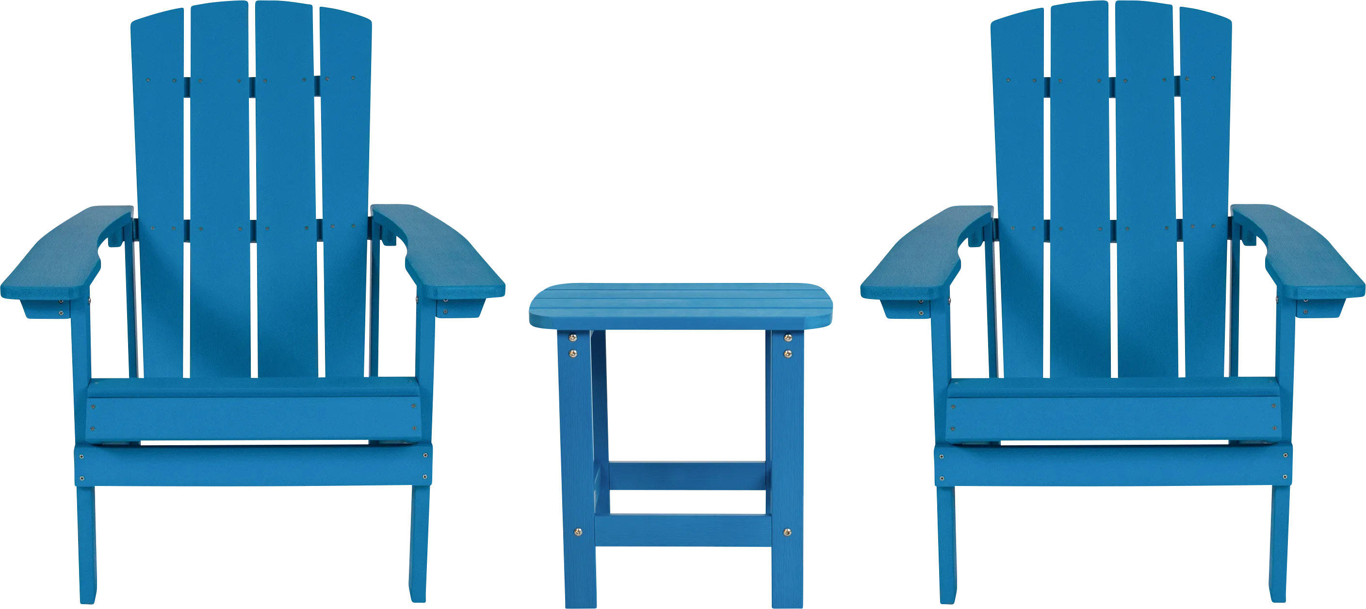Outdoor Charleslynn Blue Adirondack Chairs and Side Table - Thumbnail - Image 1