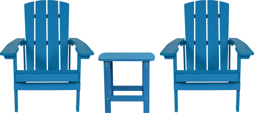 Outdoor Charleslynn Blue Adirondack Chairs and Side Table