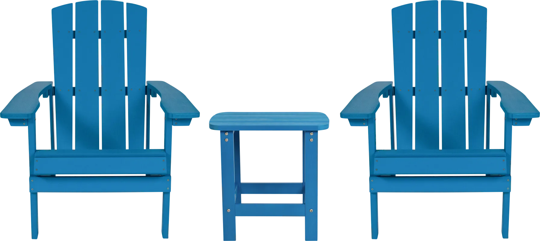 Outdoor Charleslynn Blue Adirondack Chairs and Side Table