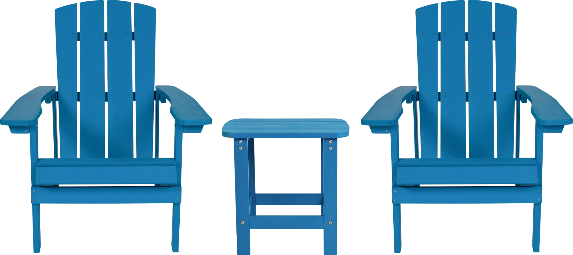 Outdoor Charleslynn Blue Adirondack Chairs and Side Table