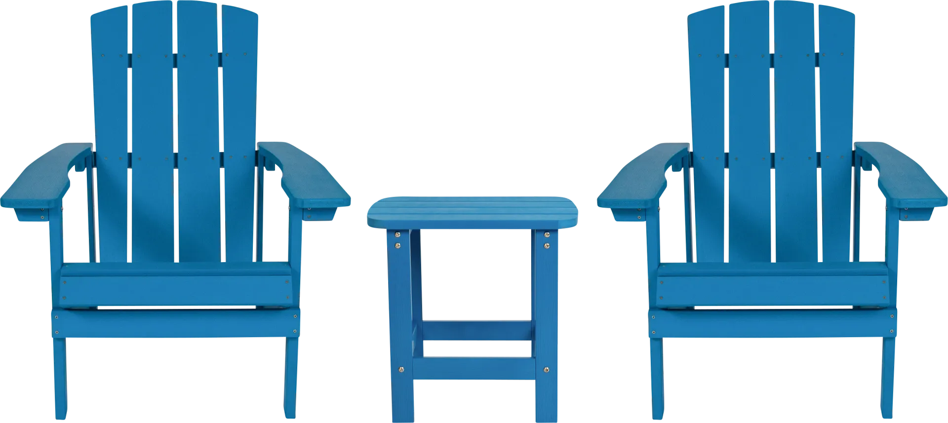 Outdoor Charleslynn Blue Adirondack Chairs and Side Table - Image 1
