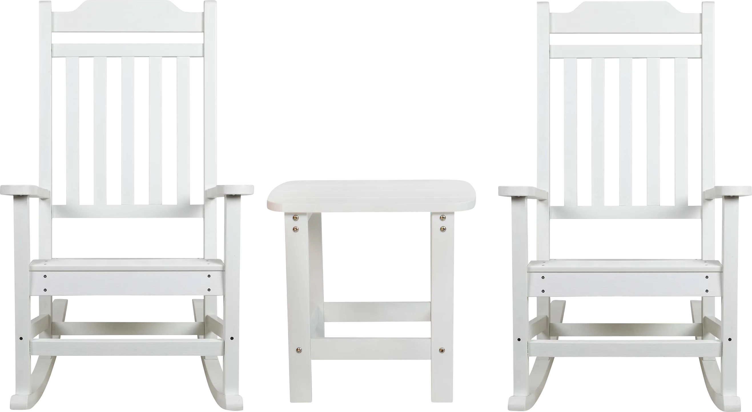 Outdoor Winnie Elle White Rocking Chairs and Accent Table - Thumbnail - Image 1