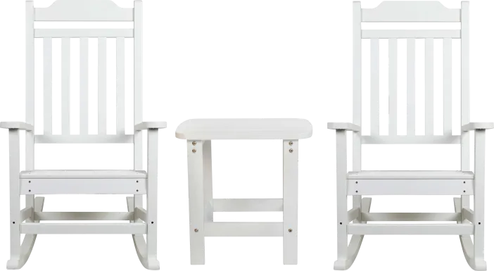 Outdoor Winnie Elle White Rocking Chairs and Accent Table