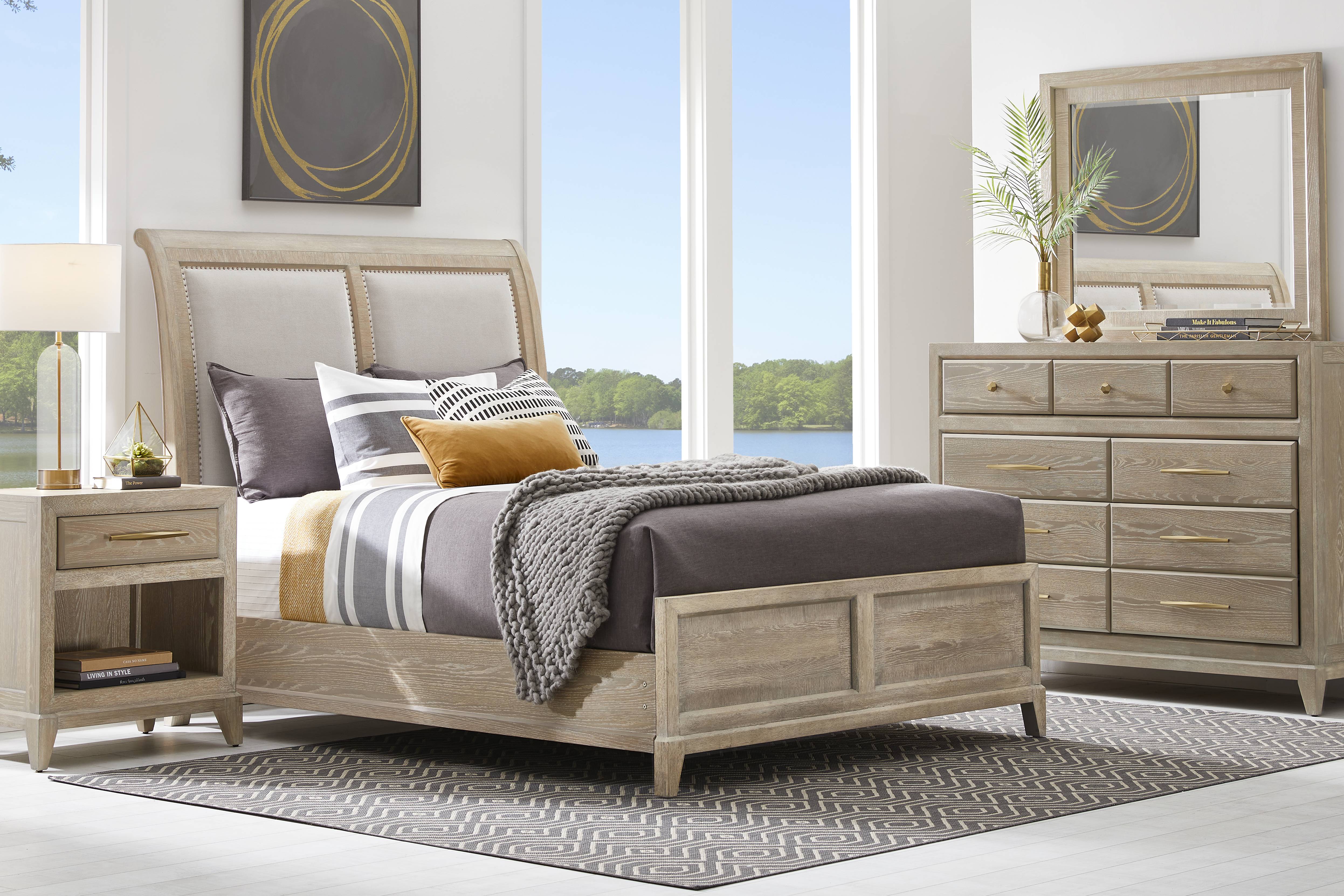 Cindy Crawford Home Kailey Park Light Oak 7 Pc King Sleigh Bedroom - Thumbnail - Image 1