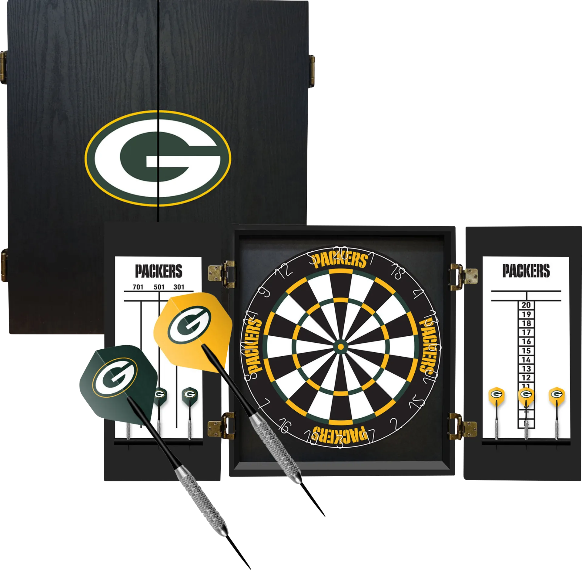 Green Bay Packers Black Dartboard Set - Image 1