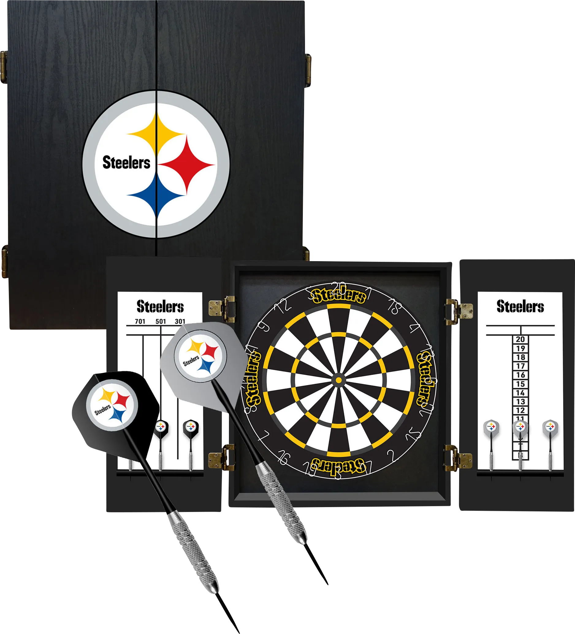 Pittsburgh Steelers Black Dartboard Set - Image 1