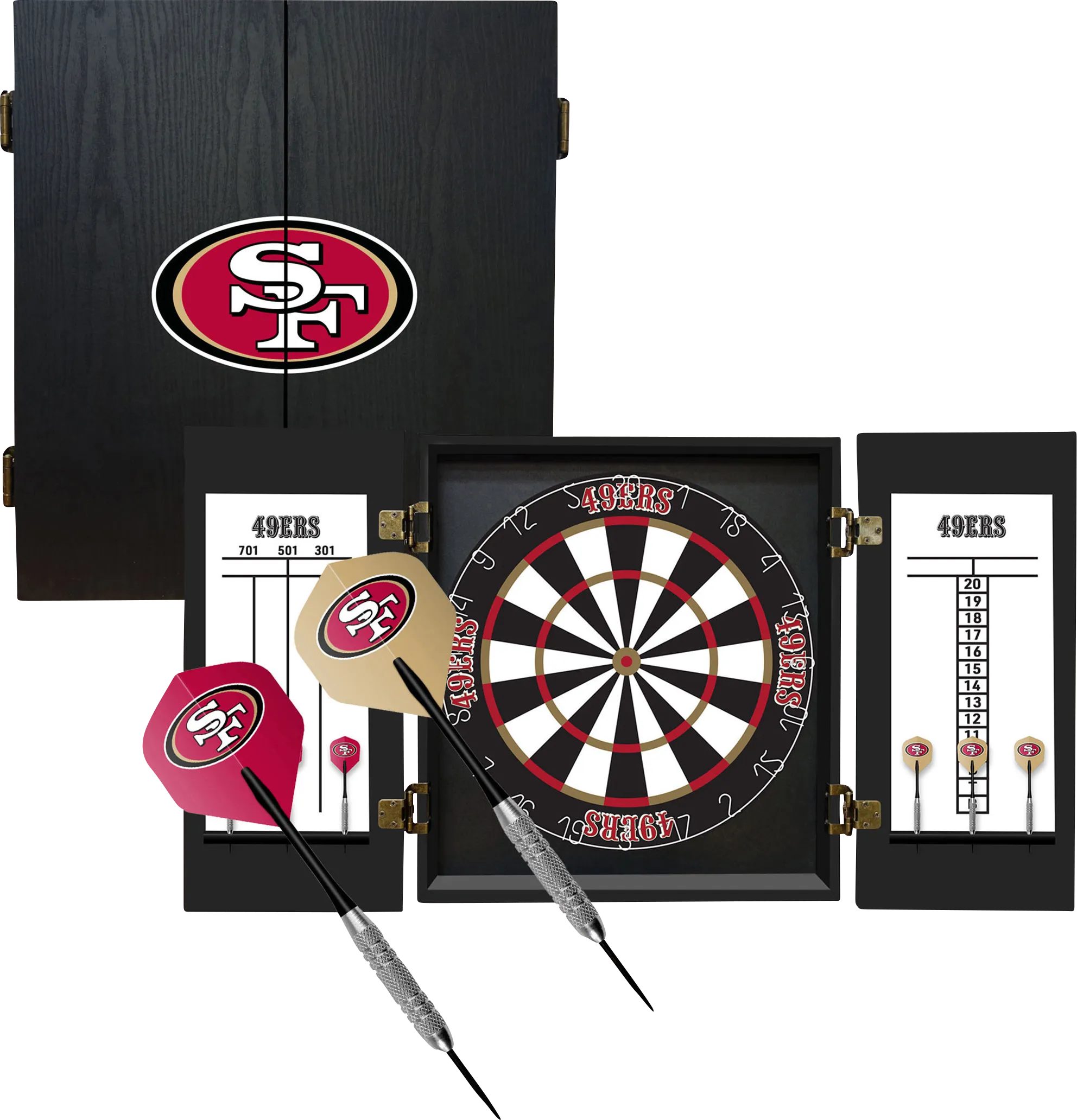 San Francisco 49ers Black Dartboard Set - Thumbnail - Image 1