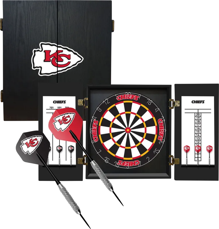 Kansas City Chiefs Black Dartboard Set