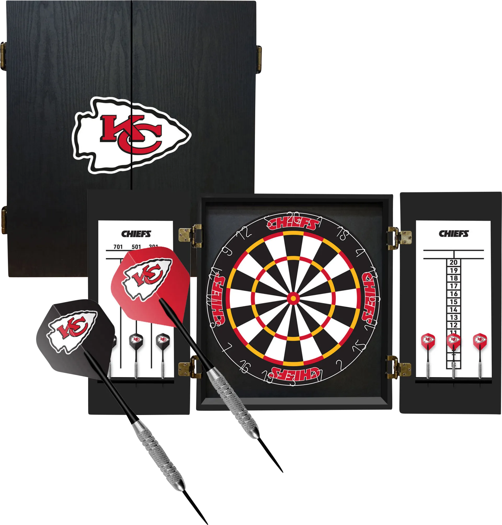 Kansas City Chiefs Black Dartboard Set - Image 1