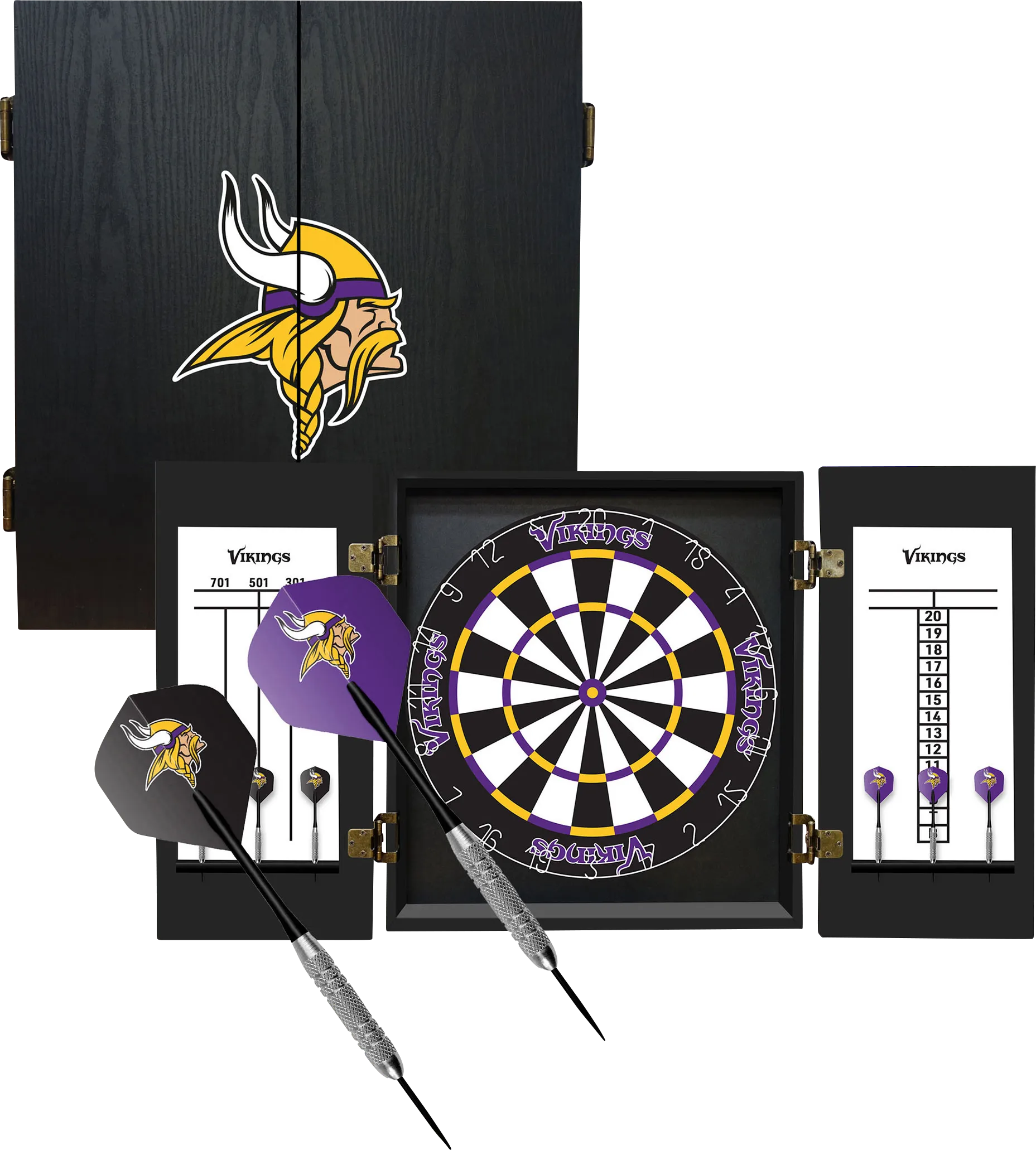 Minnesota Vikings Black Dartboard Set - Image 1