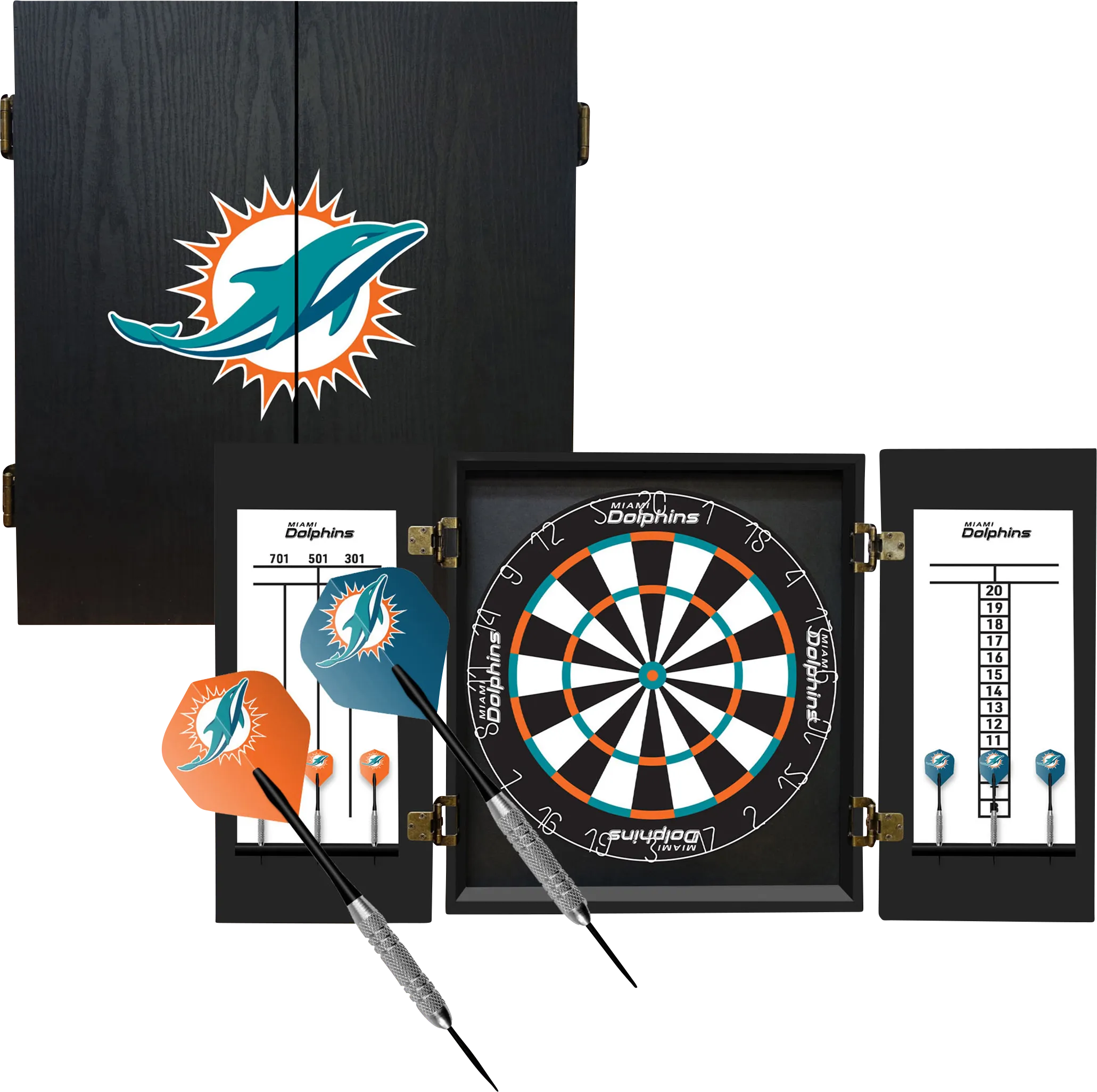 Miami Dolphins Black Dartboard Set