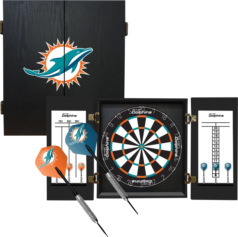 Miami Dolphins Black Dartboard Set
