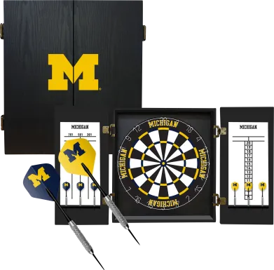 University of Michigan Black Dartboard Set
