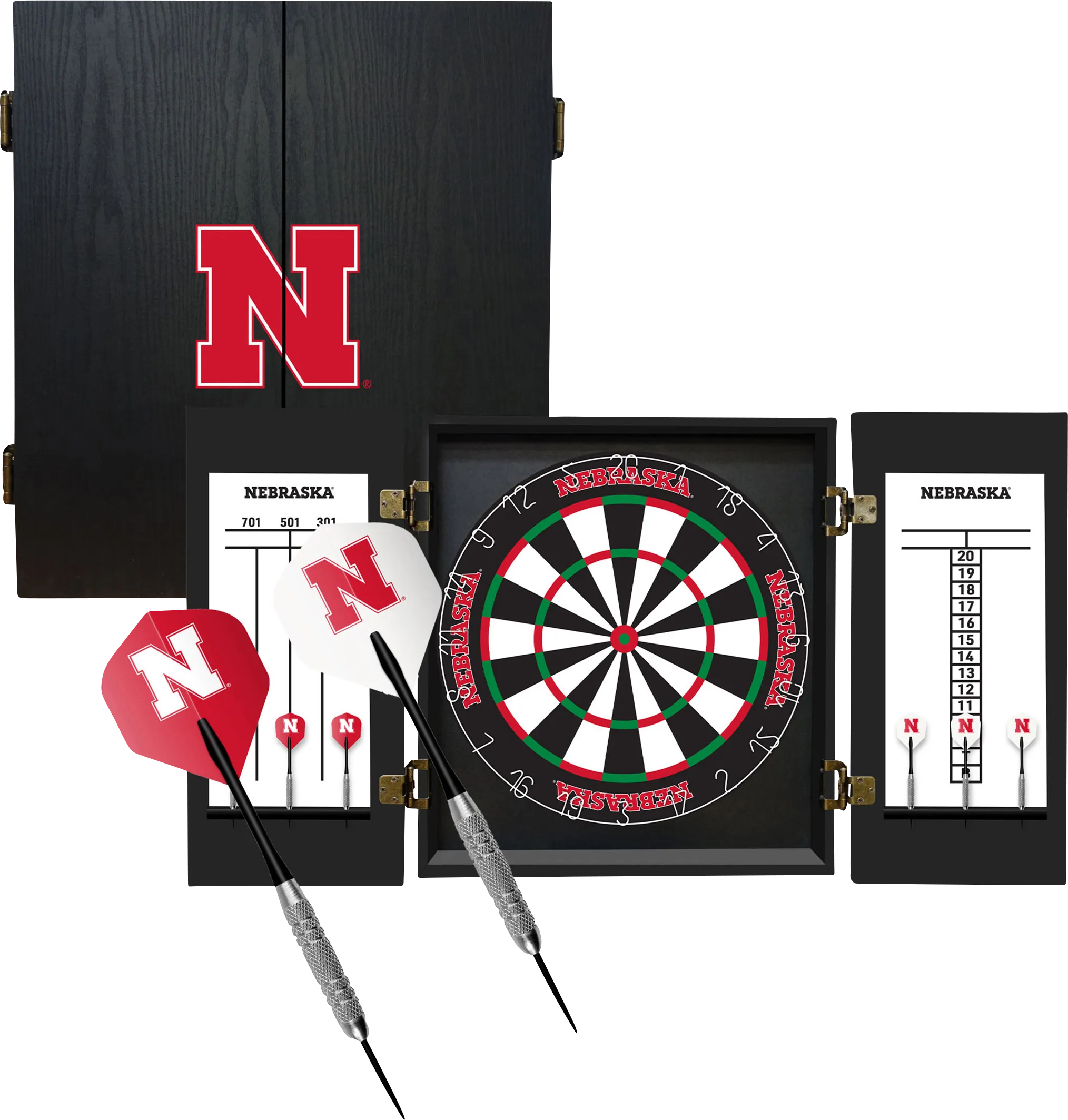 University of Nebraska Black Dartboard Set - Thumbnail - Image 1