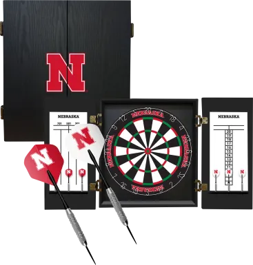University of Nebraska Black Dartboard Set