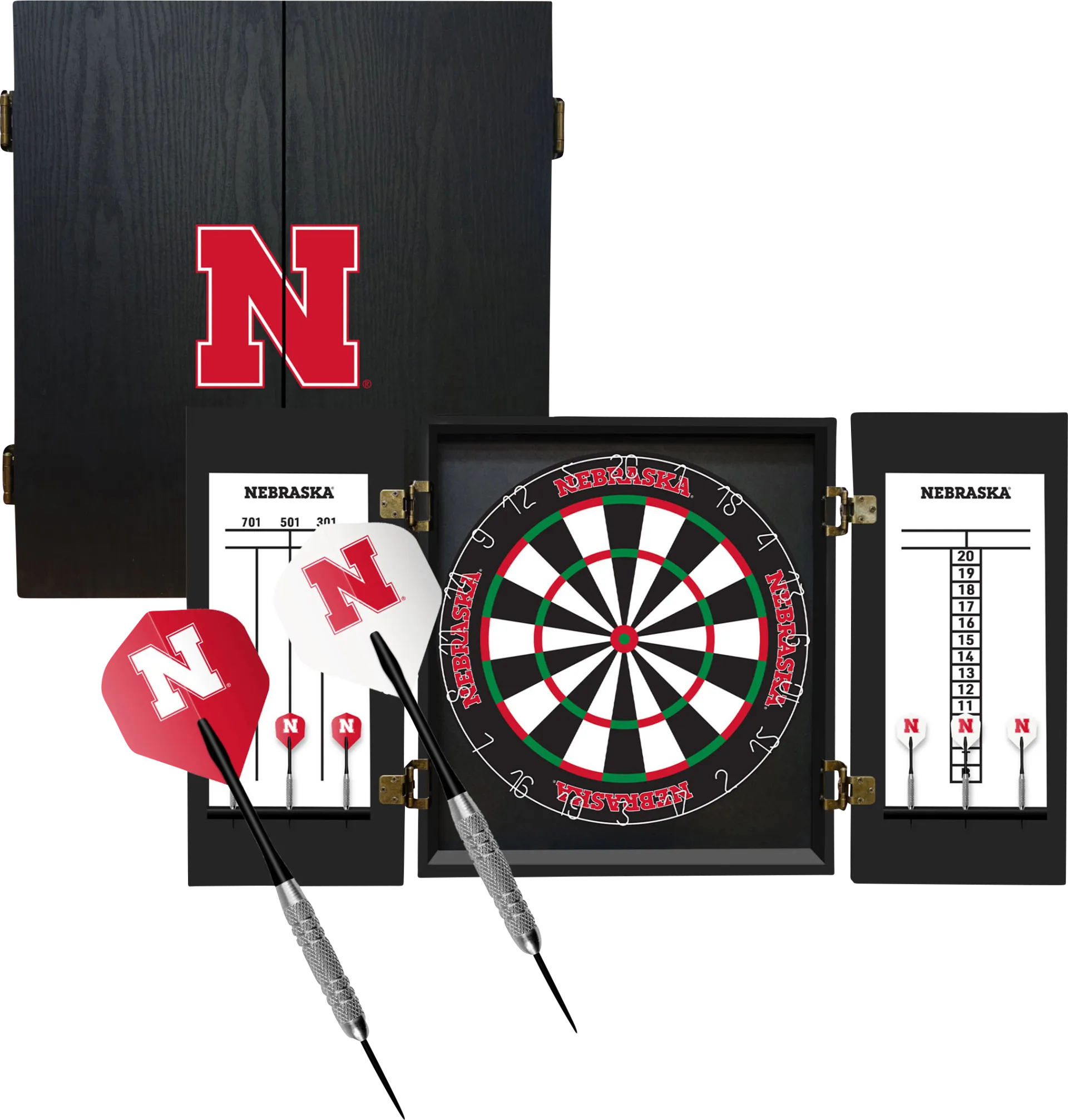 University of Nebraska Black Dartboard Set - Image 1