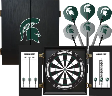 Michigan State Black Dartboard Set