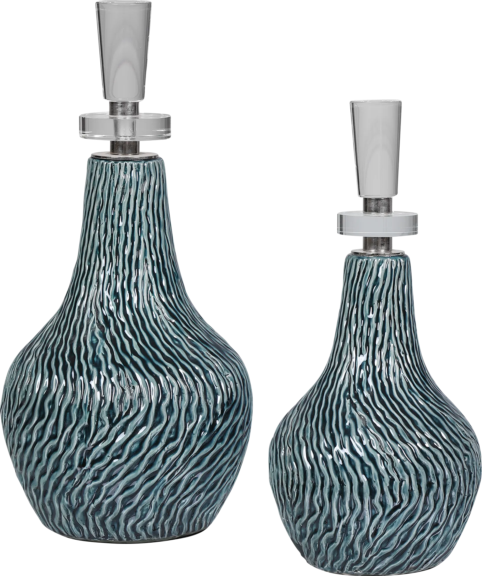 Kaseem Teal Decor Bottle, Set of 2 - Thumbnail - Image 1