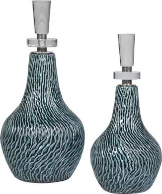 Kaseem Teal Decor Bottle, Set of 2