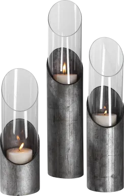 Saraya Silver Candle Holder, Set of 3