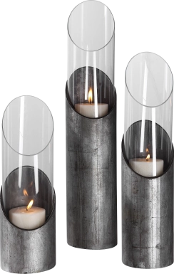 Saraya Silver Candle Holder, Set of 3