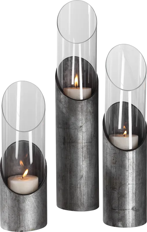 Saraya Silver Candle Holder, Set of 3