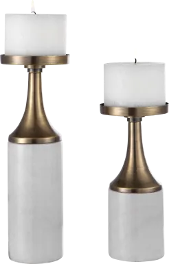 Catarine White Candle Holder, Set of 2