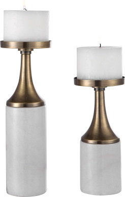 Catarine White Candle Holder, Set of 2