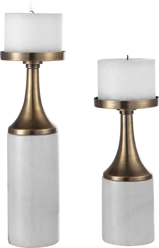 Catarine White Candle Holder, Set of 2