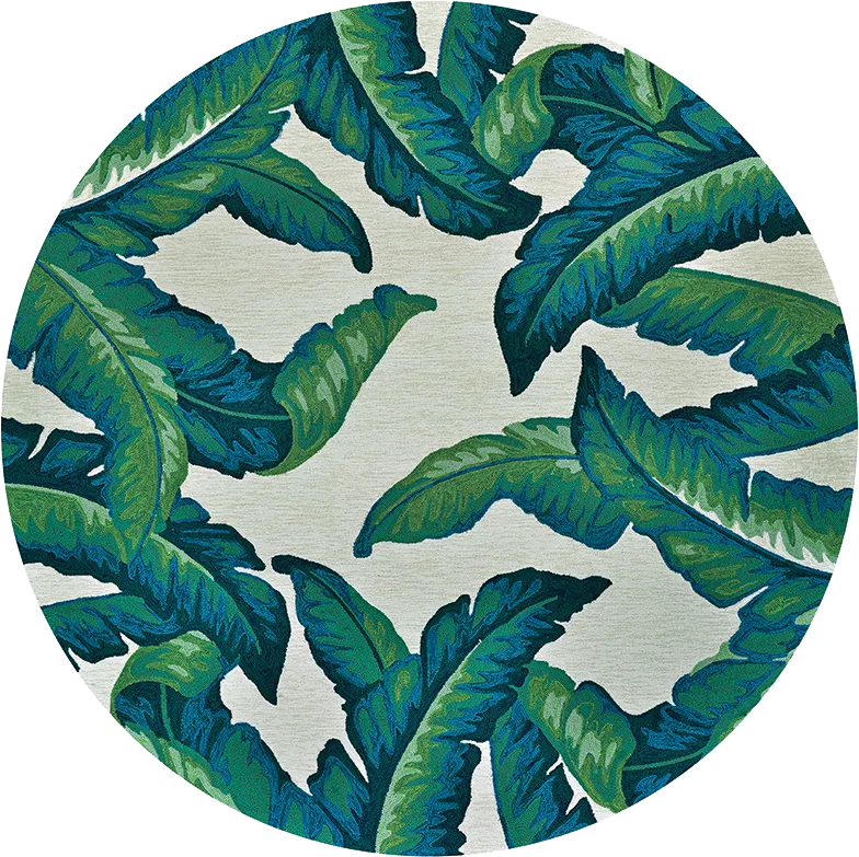Lush Breeze Palm Green 7'10 Round Indoor/Outdoor Rug - Image 1
