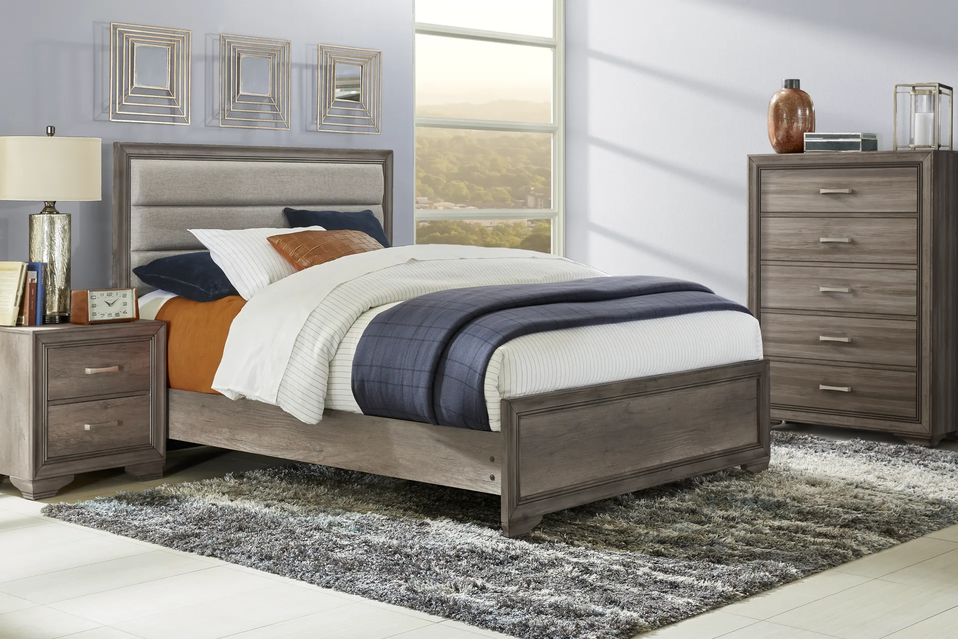 Marlow Gray 3 Pc Queen Panel Bed - Image 1
