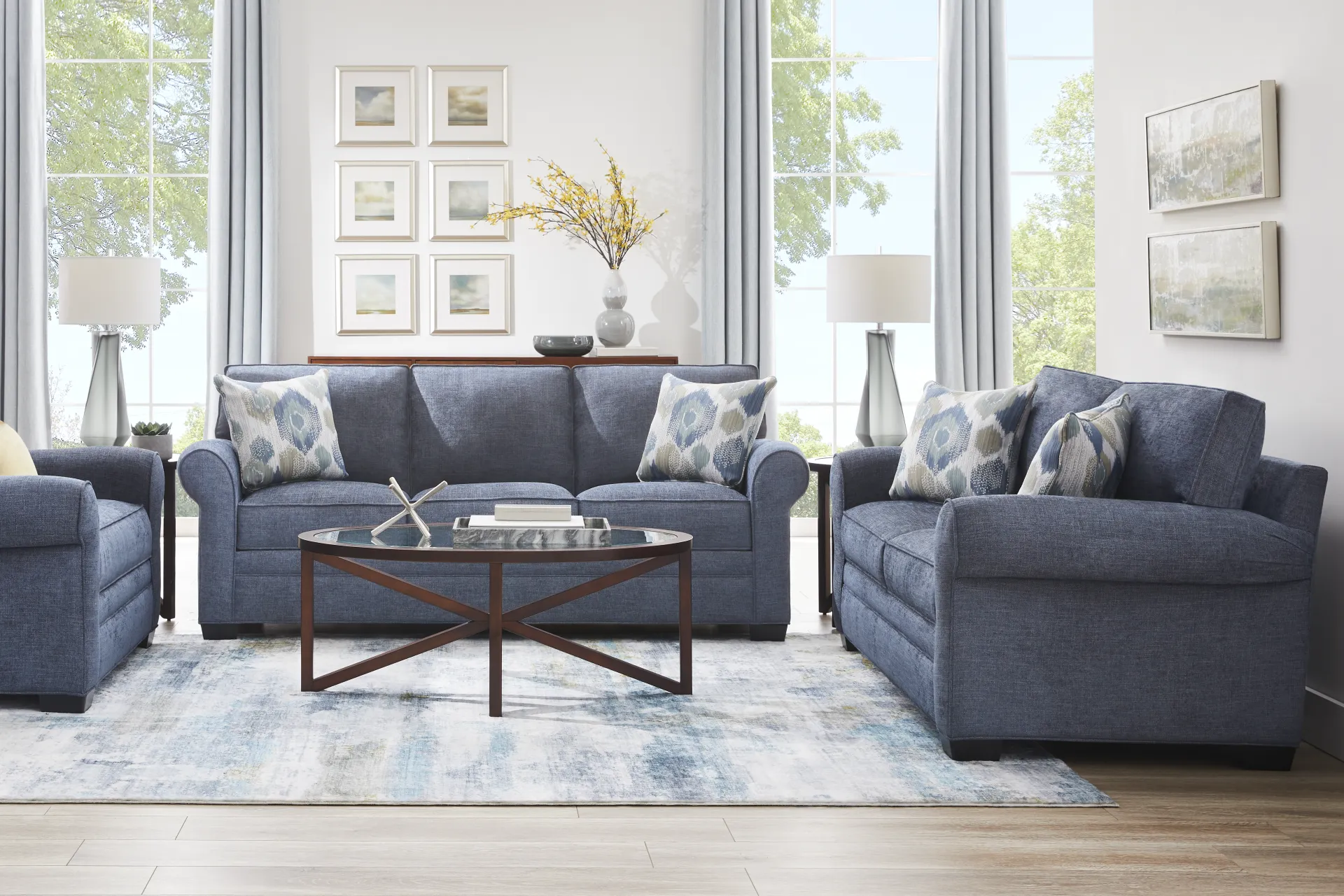 Bellingham Sapphire Textured Chenille Sofa - Image 1