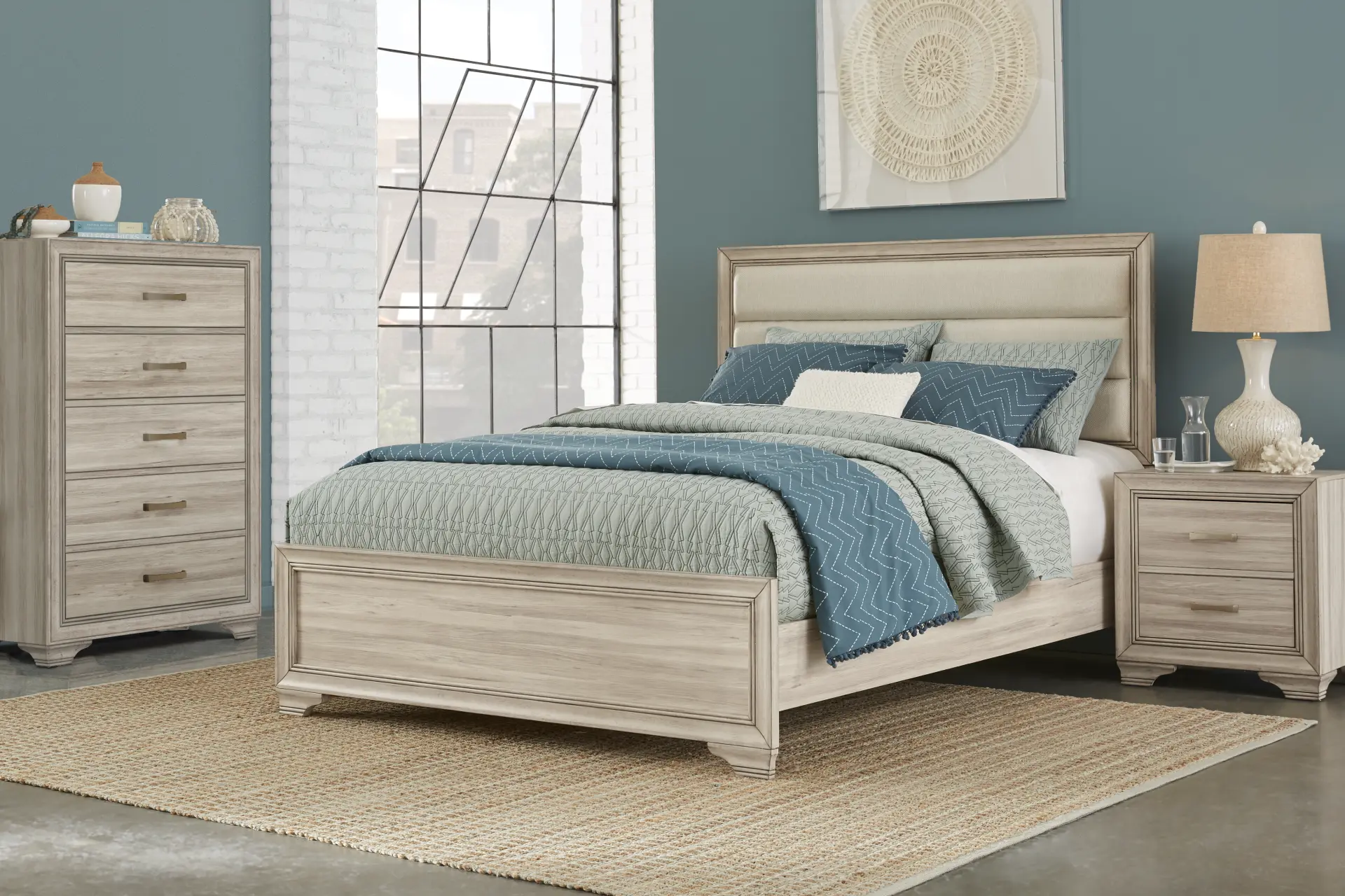 Marlow Natural 5 Pc Queen Panel Bedroom