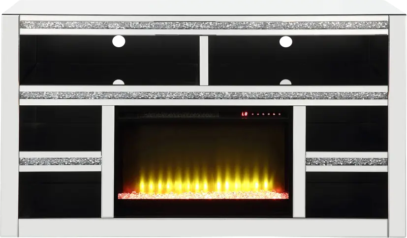 Broadhale Silver 59 in. Console, With Electric Fireplace